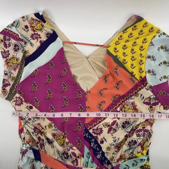 Daniel Rainn DR2 Sleeveless Dress Womens Size Large Purple Orange Yellow Floral - Picture 4 of 9